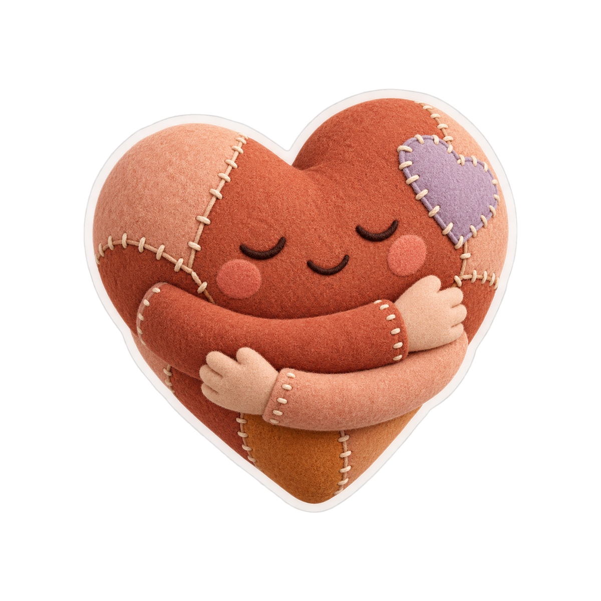 Terracotta Patchwork Hugging Heart Art Vinyl Decal Stickers