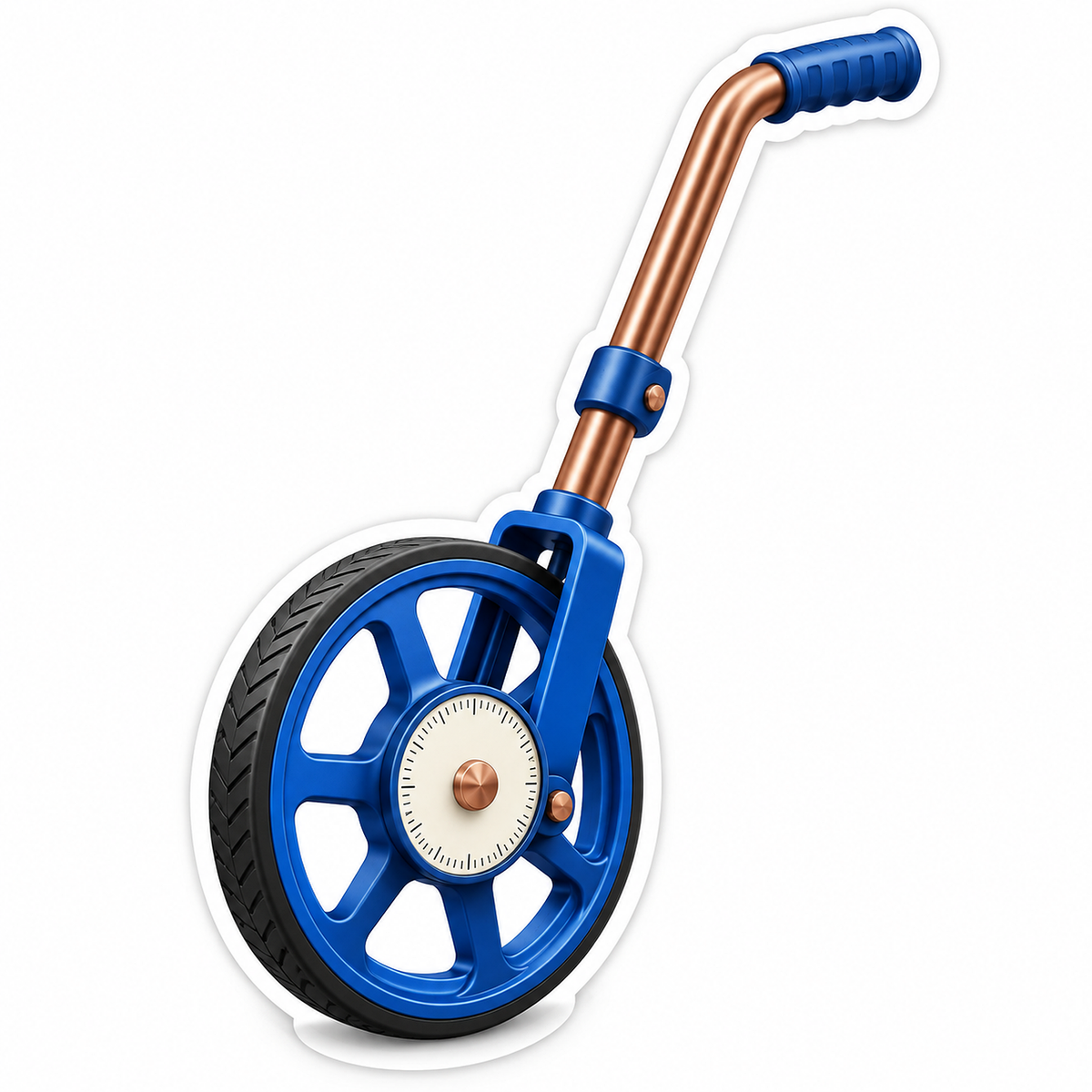 Blue Measuring Wheel with Copper Handle Vinyl Decal Stickers