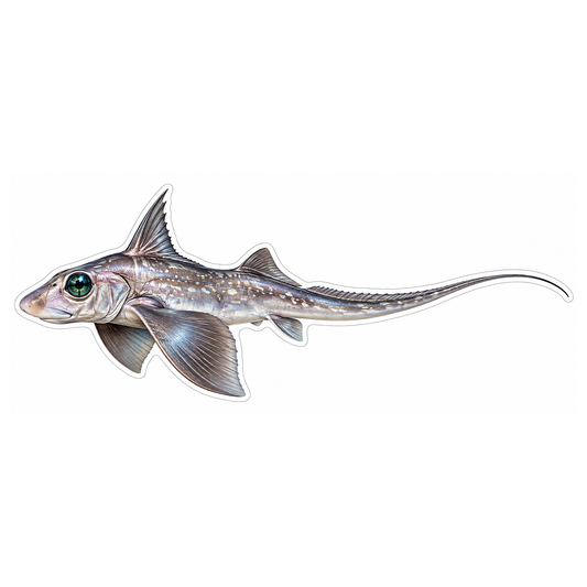 Silver Long Tailed Ghost Shark Vinyl Decal Stickers