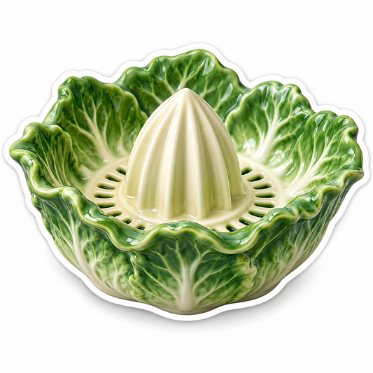Green Leaf Bowl with Ivory Citrus Reamer Vinyl Decal Stickers