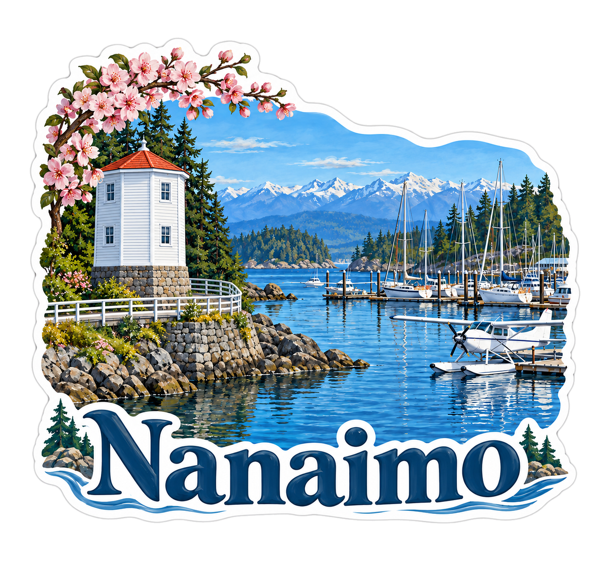 Nanaimo White Bastion and Harbor Art Vinyl Decal Stickers