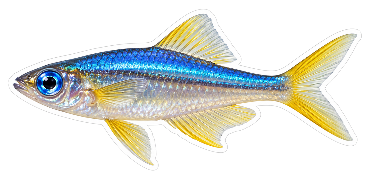 Blue Backed Silver Fish with Yellow Fins Vinyl Decal Stickers