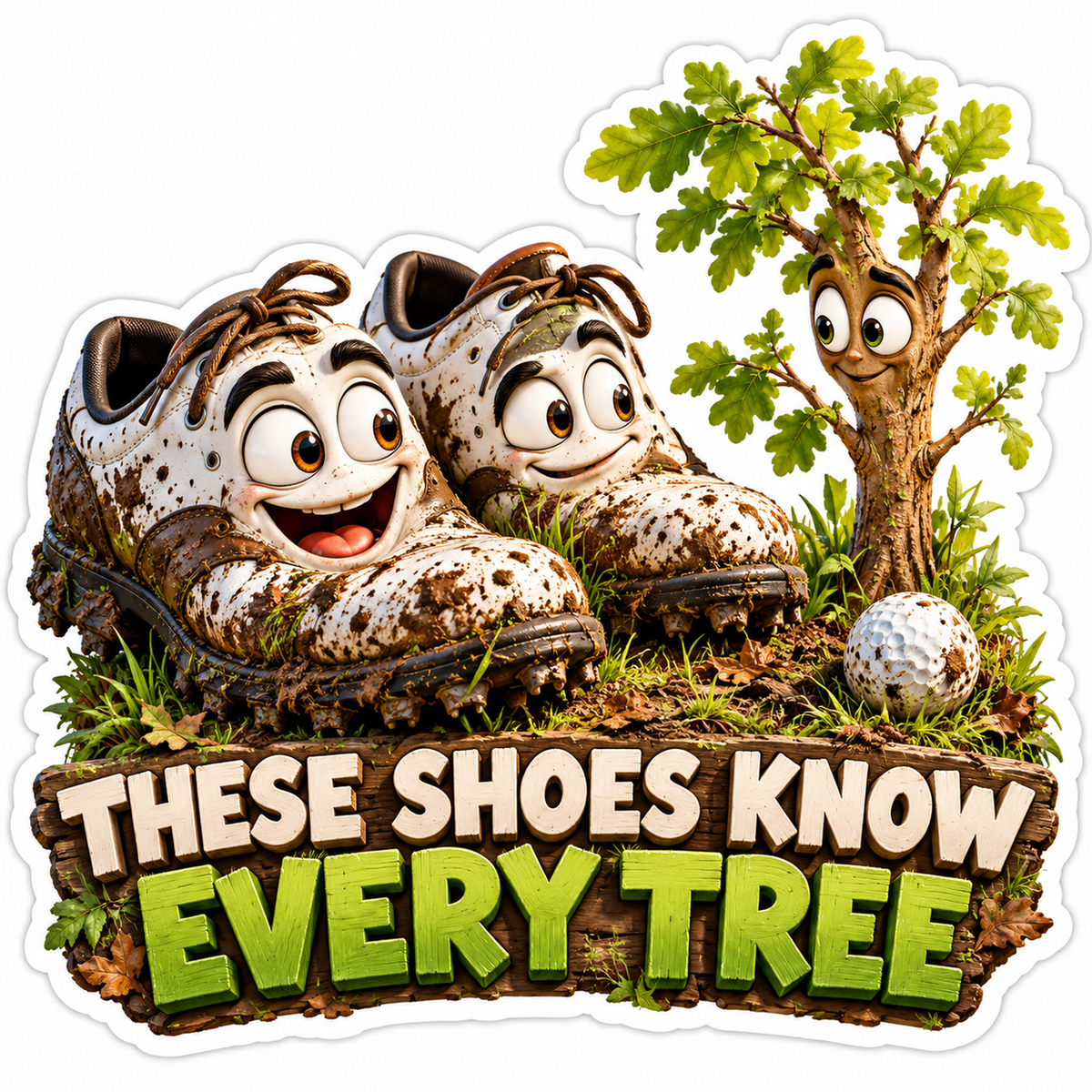 Muddy Golf Shoes Tree Funny Quote Art Vinyl Decal Stickers