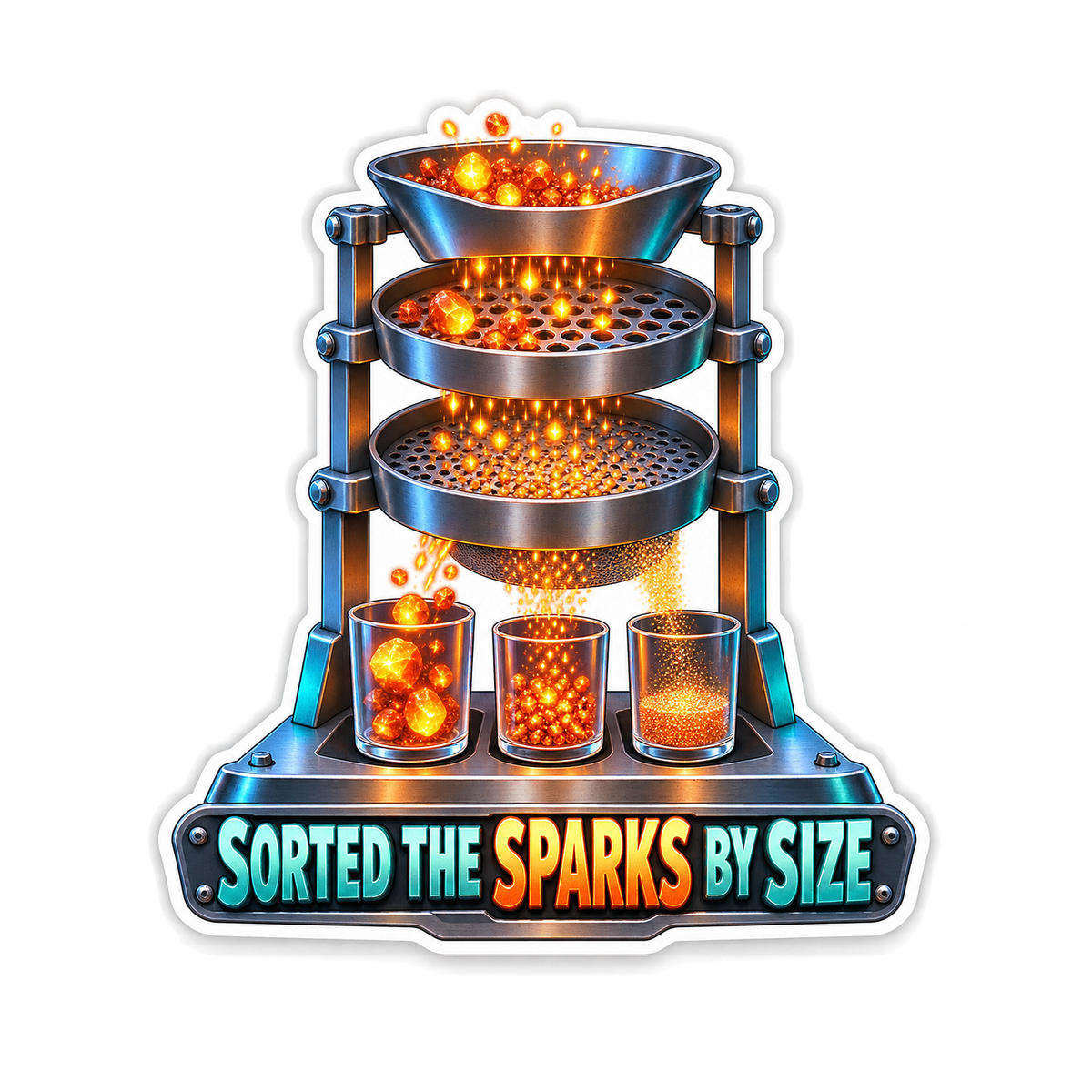 Glowing Sparks in Sorting Sieves Art Vinyl Decal Stickers