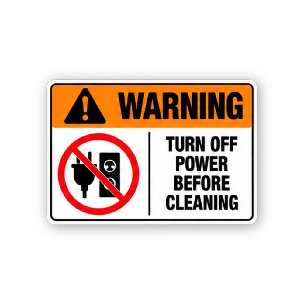 Orange Cleaning Crossed Plug Socket Panel Vinyl Decal Stickers