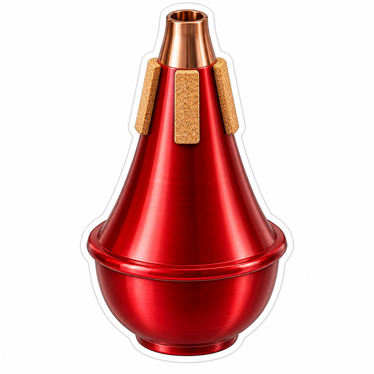 Red Brass Instrument Mute with Copper Tip Vinyl Decal Stickers