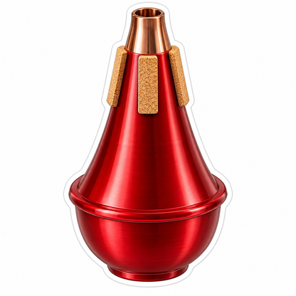 Red Brass Instrument Mute with Copper Tip Vinyl Decal Stickers