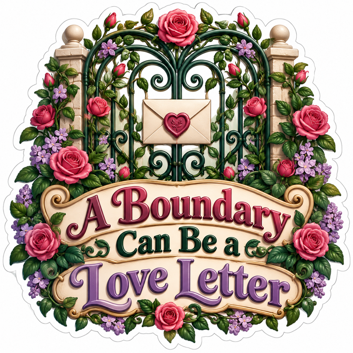 Rose Gate Boundary Love Letter Quote Art Vinyl Decal Stickers