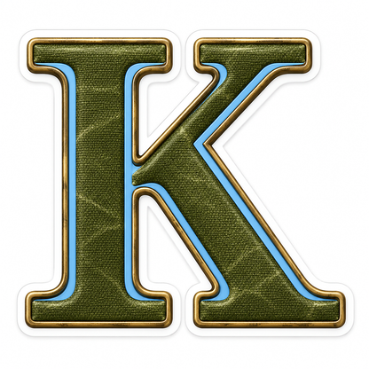 Olive Canvas Letter K with Blue Inlay Art Vinyl Decal Stickers