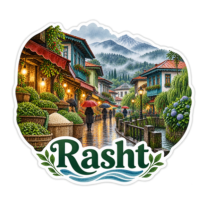 Rasht Rainy Bazaar Mountain Art Vinyl Decal Stickers