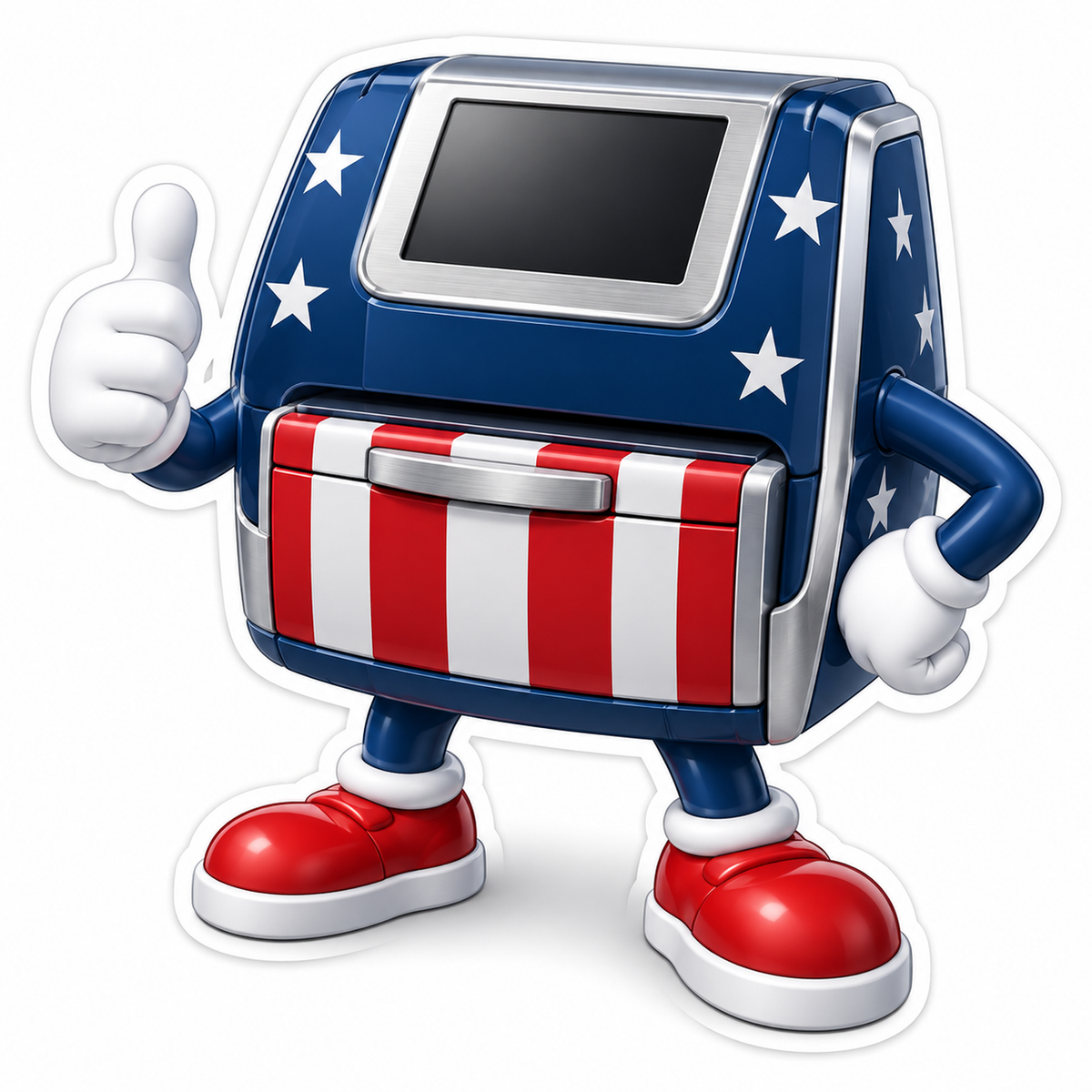 Patriotic Sloped Screen Mascot with Drawer Vinyl Decal Stickers