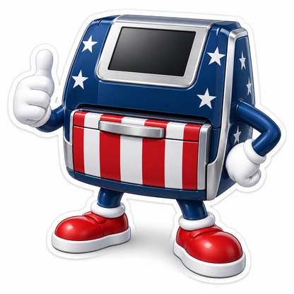 Patriotic Sloped Screen Mascot with Drawer Vinyl Decal Stickers