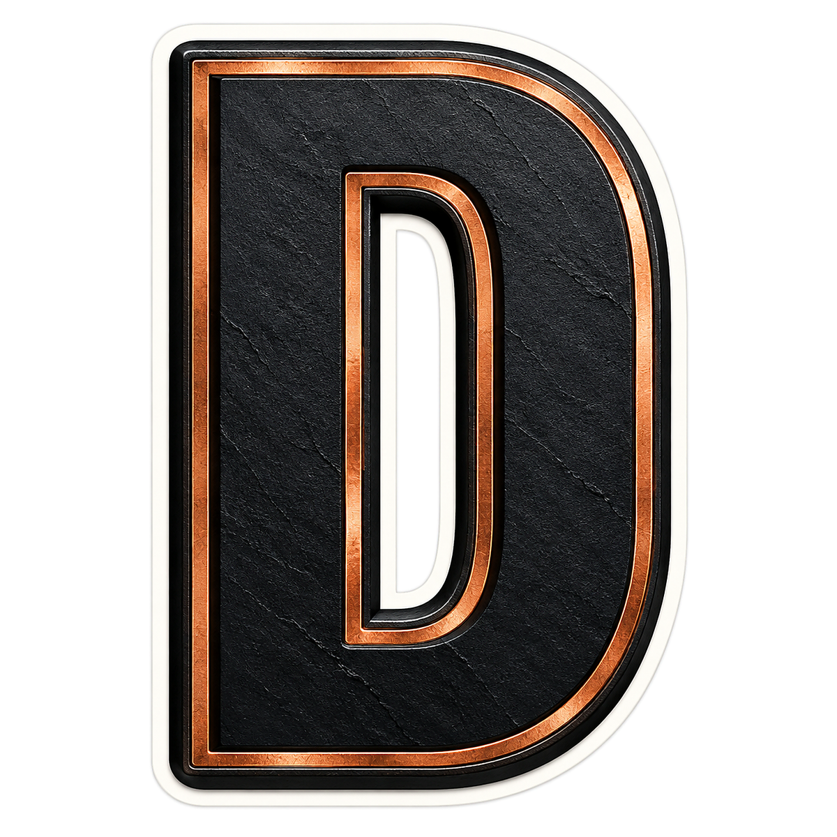 Black Slate Copper Trim Letter D Vinyl Decal Stickers