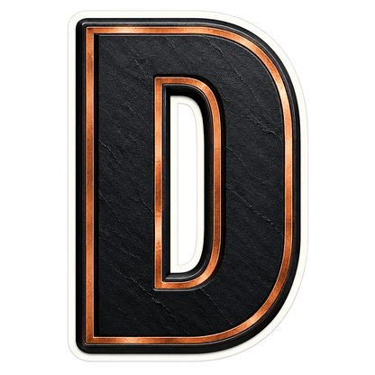 Black Slate Copper Trim Letter D Vinyl Decal Stickers