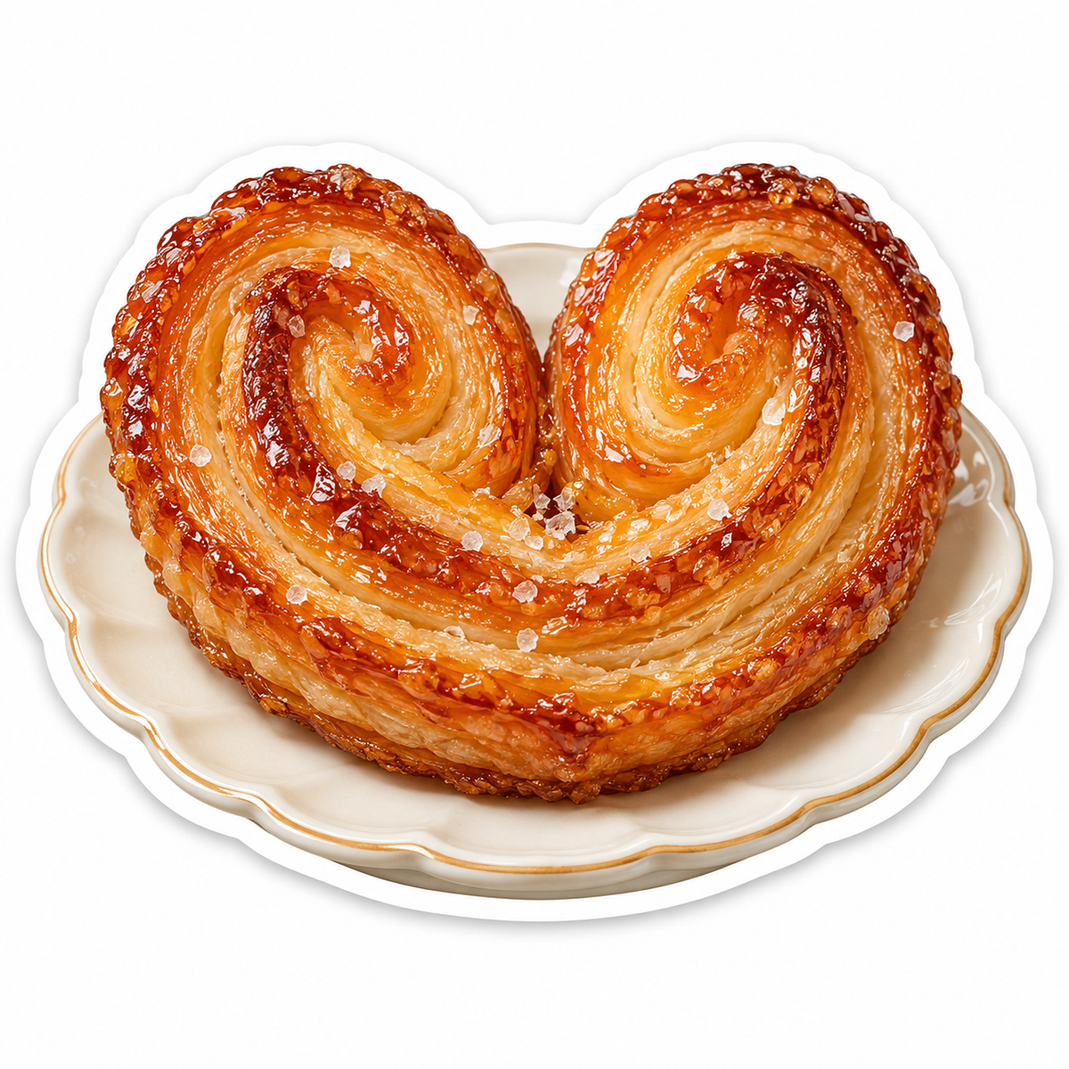 Heart Shaped Spiral Pastry on a Cream Plate Vinyl Decal Stickers