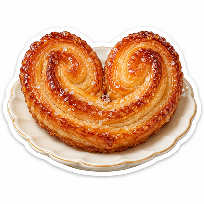 Heart Shaped Spiral Pastry on a Cream Plate Vinyl Decal Stickers