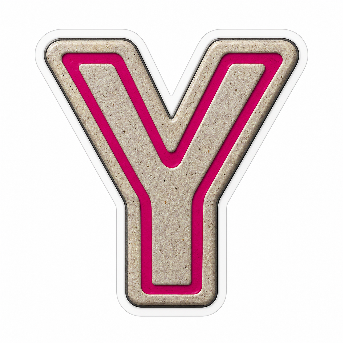 Warm Gray Magenta Stripe Letter Y Vinyl Decal Stickers