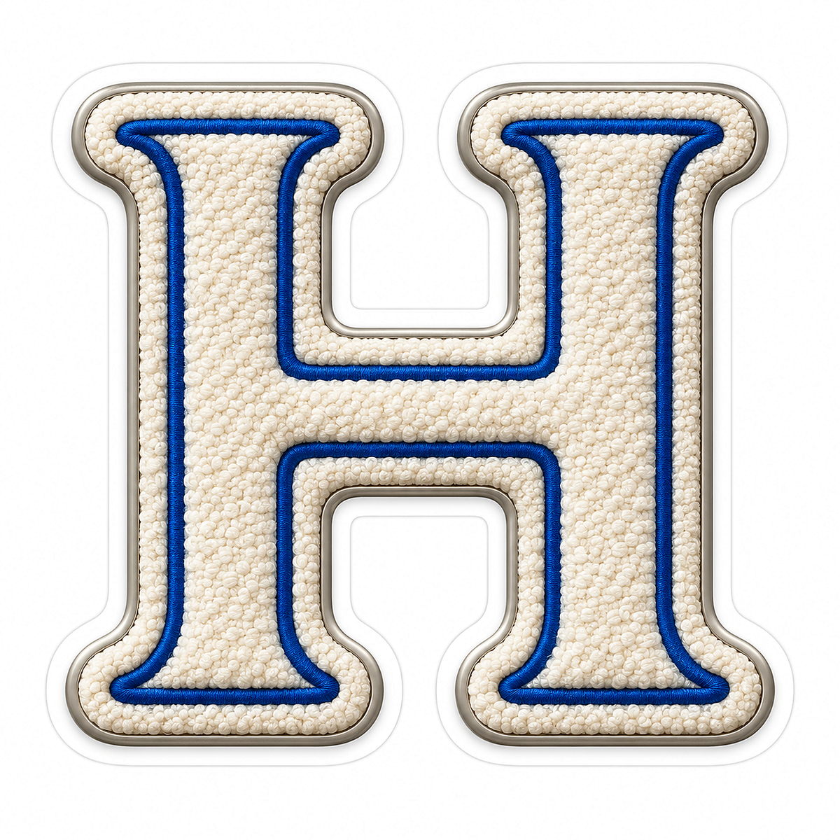 Cream Loop Texture Blue Trim Letter H Vinyl Decal Stickers