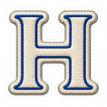 Cream Loop Texture Blue Trim Letter H Vinyl Decal Stickers