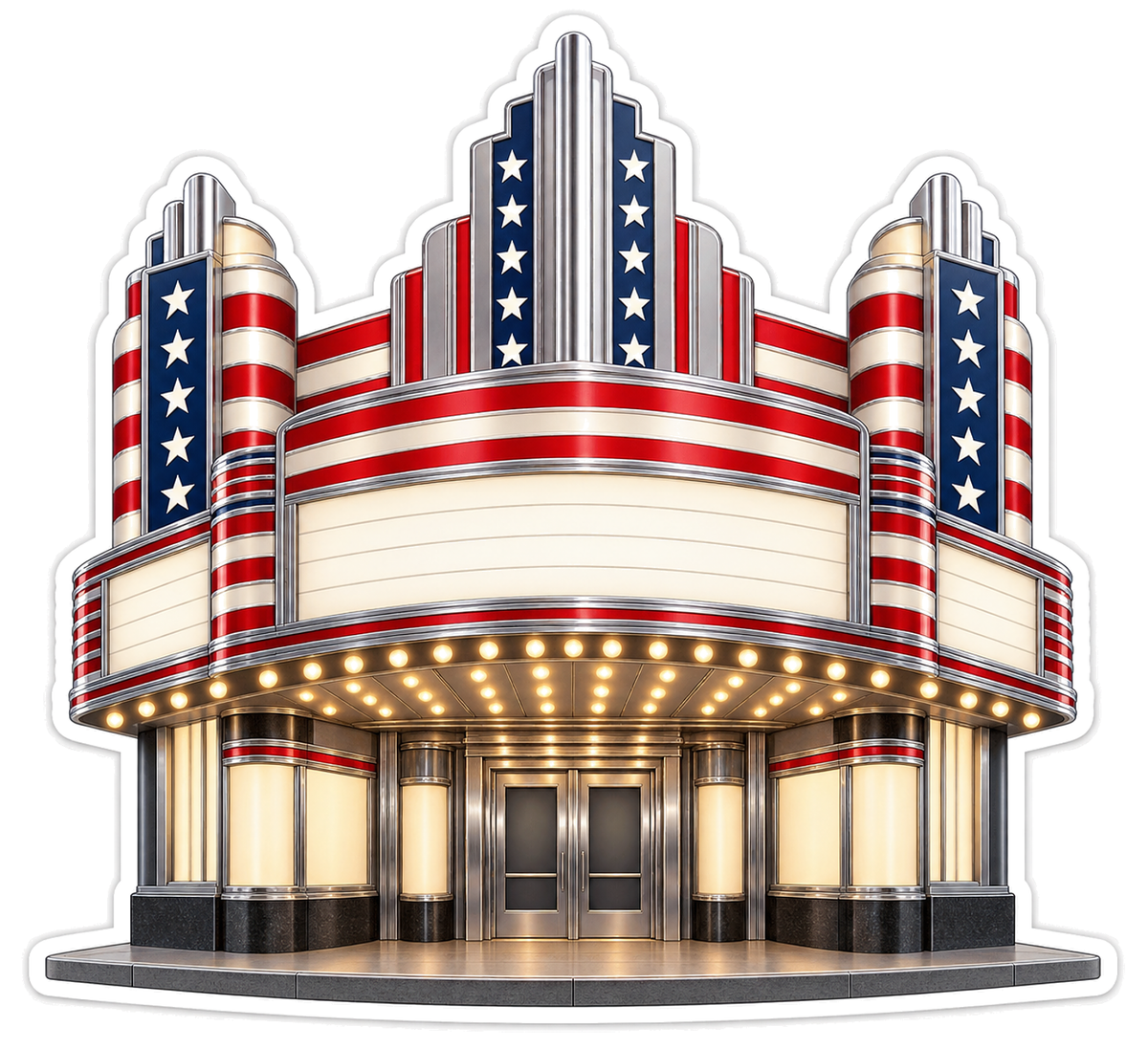 US Flag Art Deco Theater Art Vinyl Decal Stickers