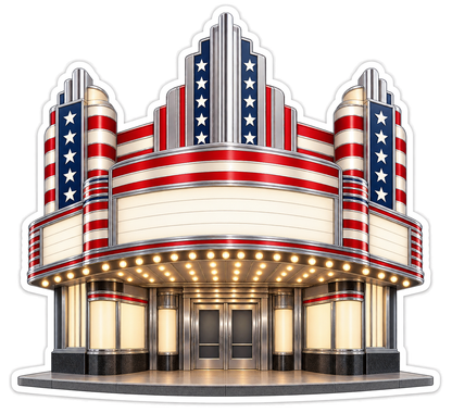 US Flag Art Deco Theater Art Vinyl Decal Stickers