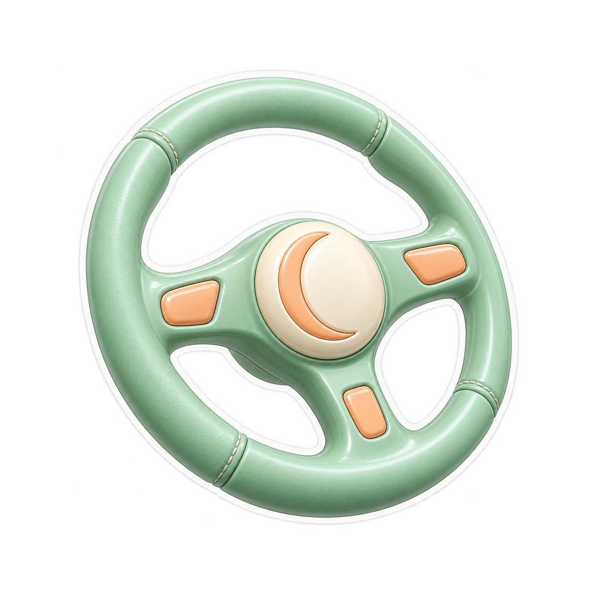 Mint Steering Wheel with Peach Crescent Vinyl Decal Stickers