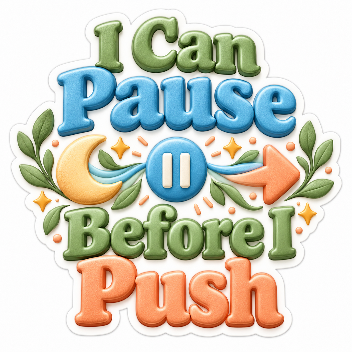 I Can Pause Before I Push Colorful Quote Vinyl Decal Stickers