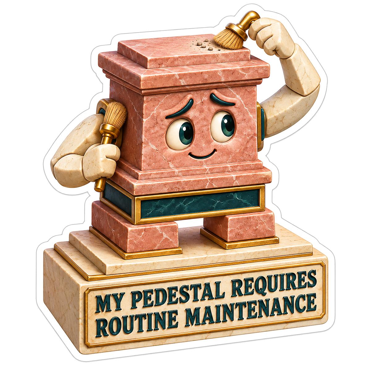 Pink Stone Pedestal Character with a Brush Vinyl Decal Stickers