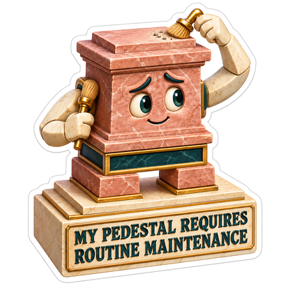 Pink Stone Pedestal Character with a Brush Vinyl Decal Stickers