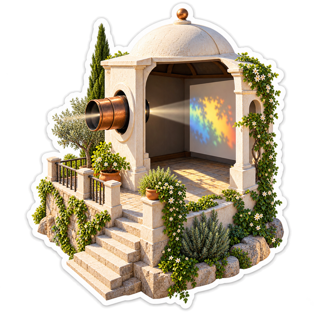 Domed Stone Light Projector Pavilion Vinyl Decal Stickers