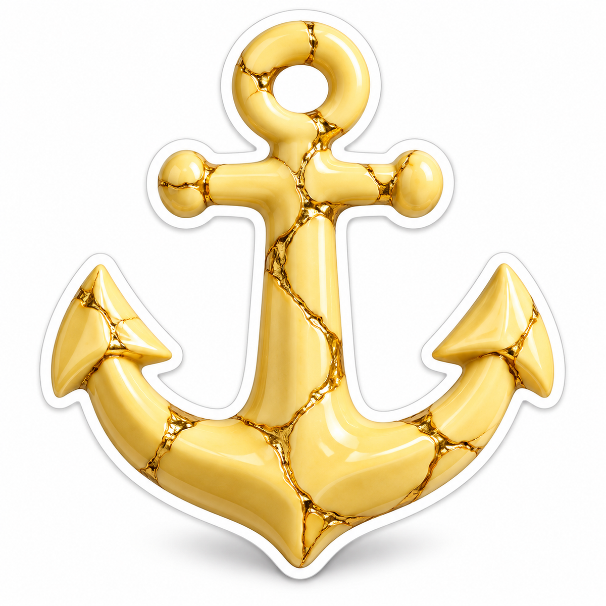 Golden Anchor with Fine Dark Crack Lines Vinyl Decal Stickers