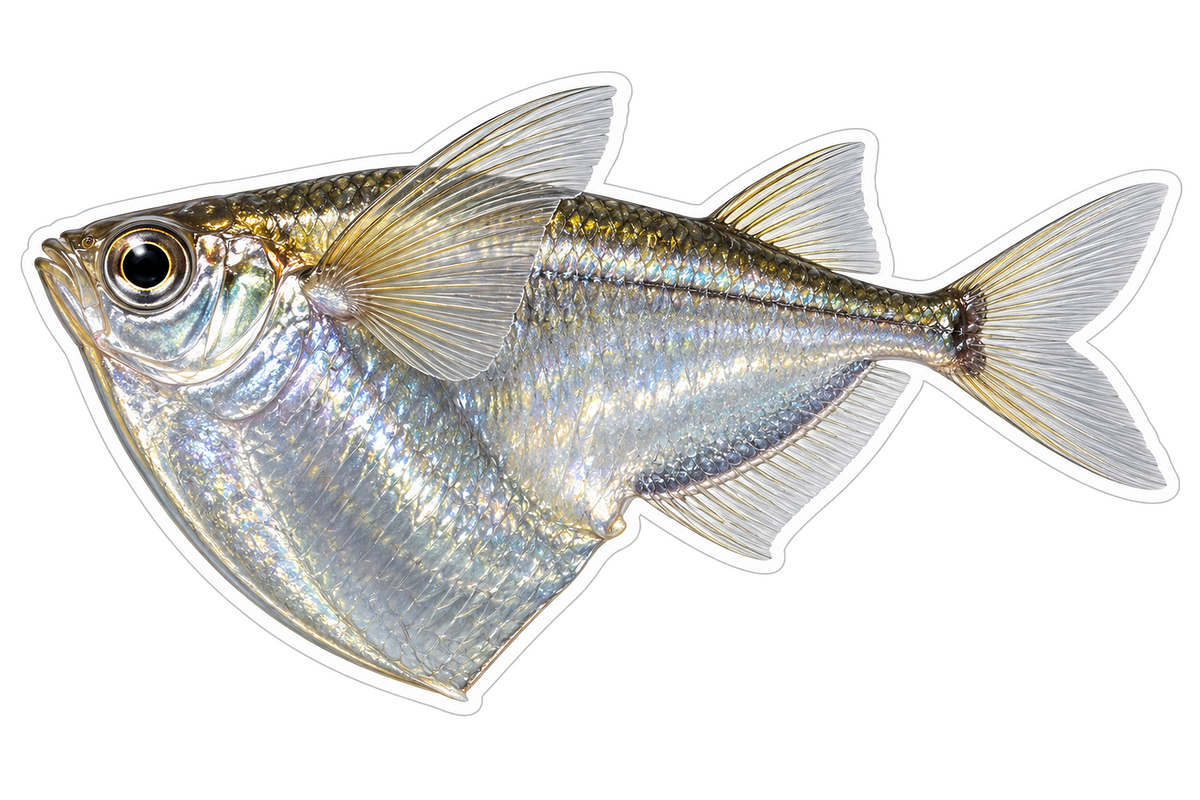 Silver Freshwater Hatchetfish Side View Vinyl Decal Stickers