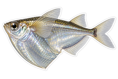 Silver Freshwater Hatchetfish Side View Vinyl Decal Stickers