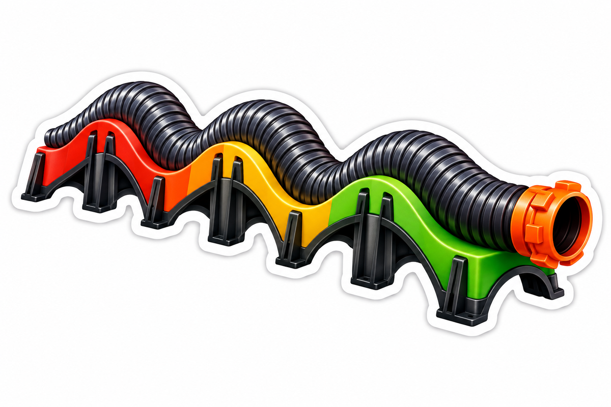Black RV Hose on Colorful Hill Supports Art Vinyl Decal Stickers