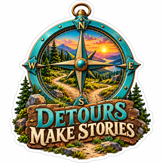 Detours Make Stories Mountain Compass Vinyl Decal Stickers