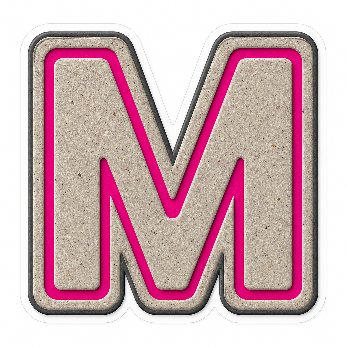 Warm Gray Magenta Stripe Letter M Vinyl Decal Stickers