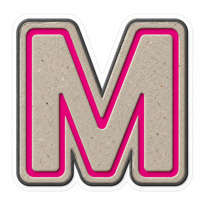 Warm Gray Magenta Stripe Letter M Vinyl Decal Stickers