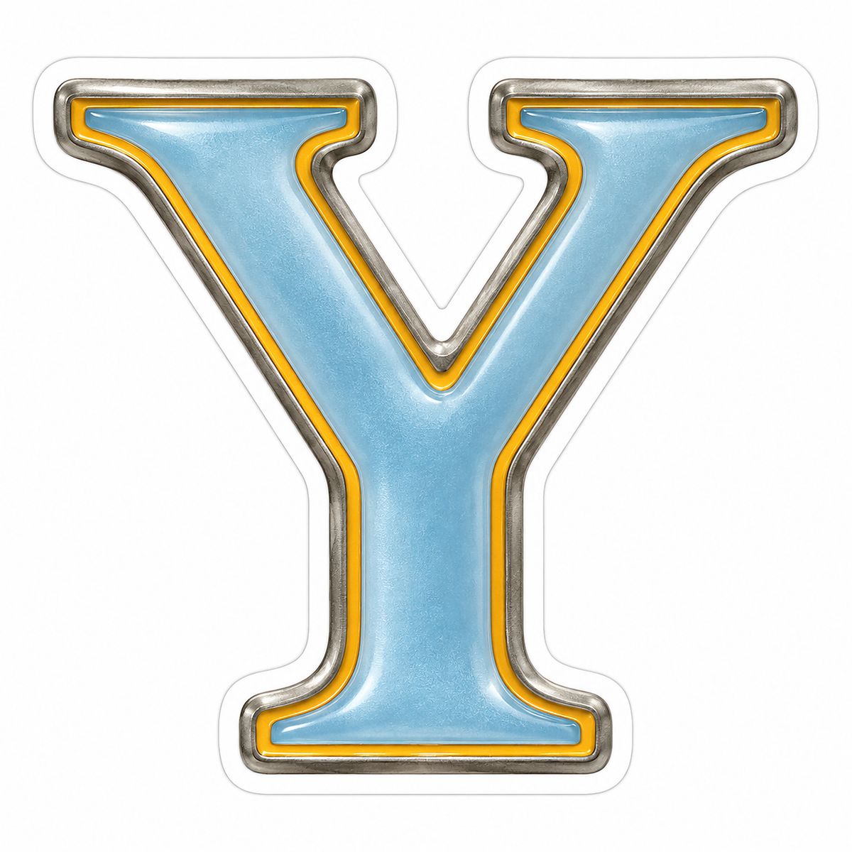 Powder Blue Gold Trim Letter Y Art Vinyl Decal Stickers