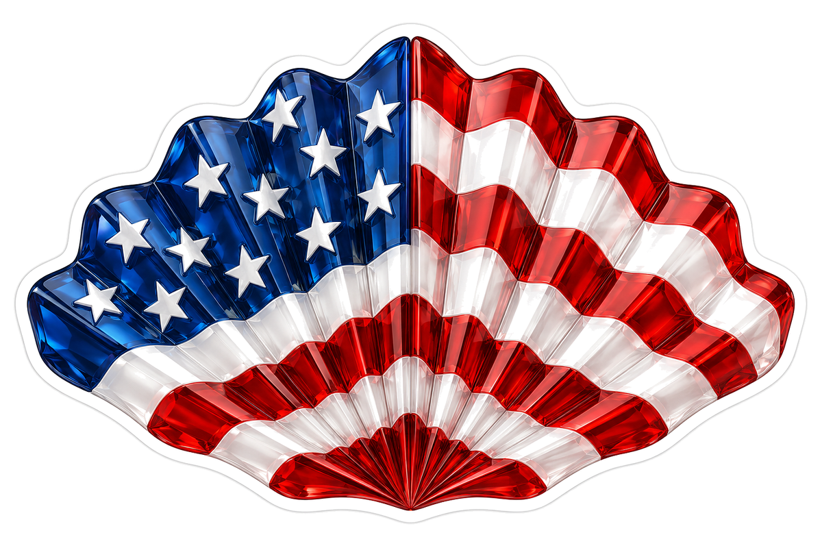 Folded American Flag Fan Art Vinyl Decal Stickers