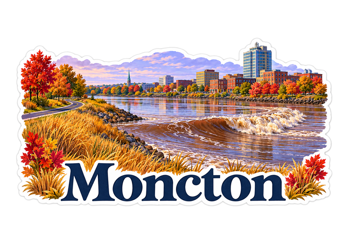 Moncton Autumn Tidal River Art Vinyl Decal Stickers
