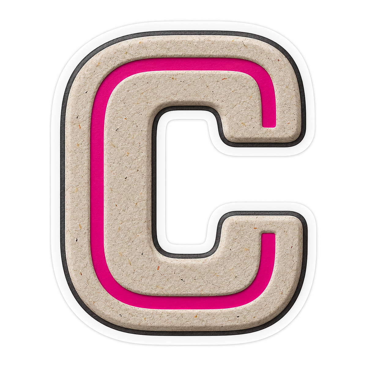 Warm Gray Magenta Stripe Letter C Vinyl Decal Stickers