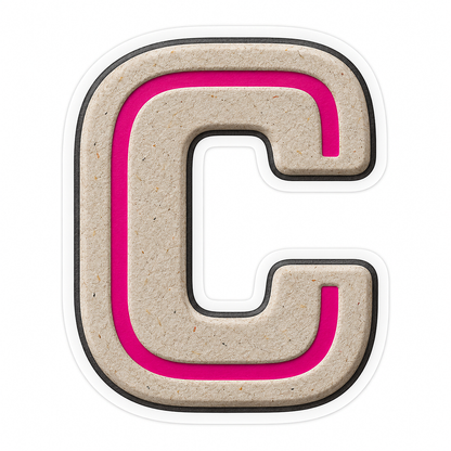 Warm Gray Magenta Stripe Letter C Vinyl Decal Stickers