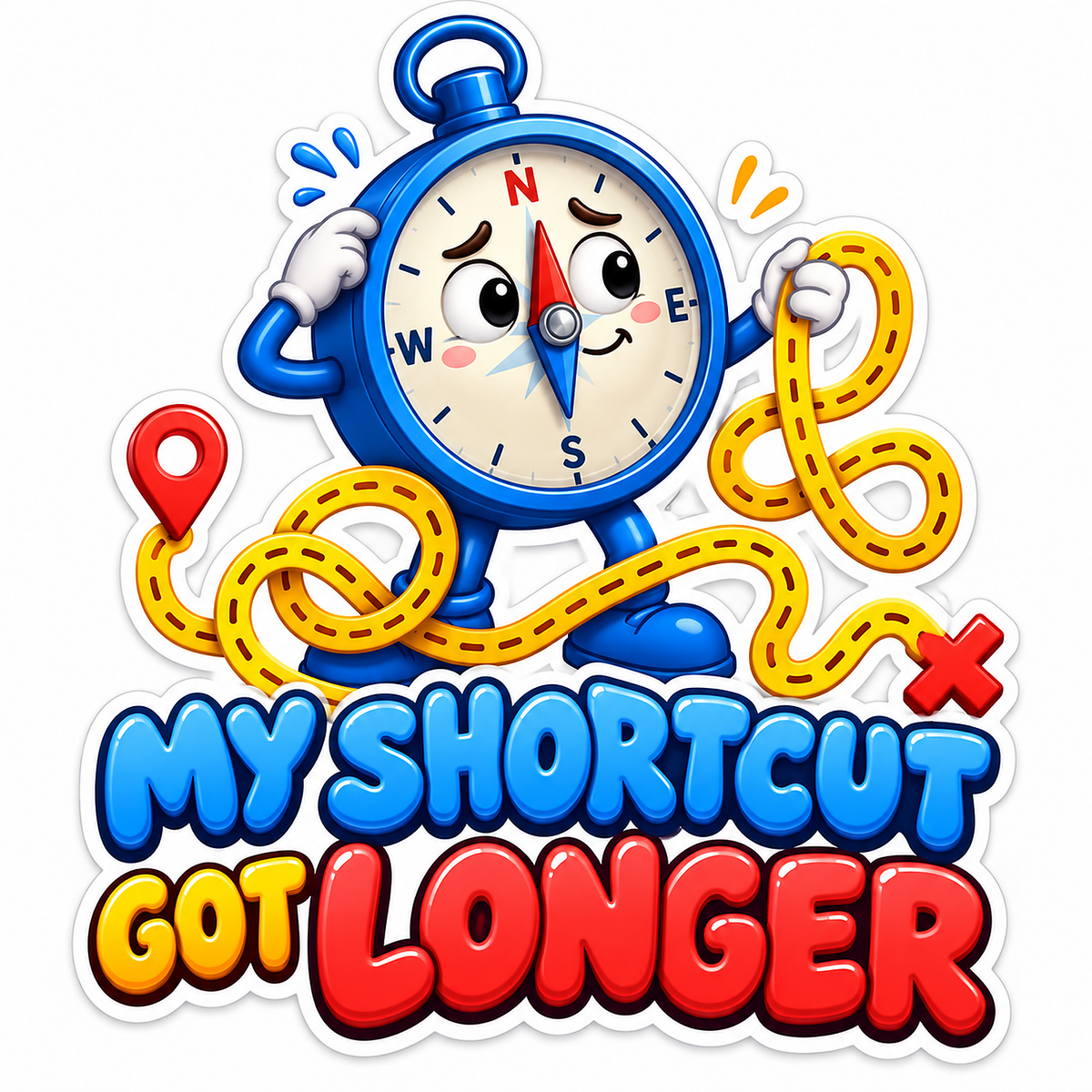 My Shortcut Got Longer Compass Mascot Vinyl Decal Stickers