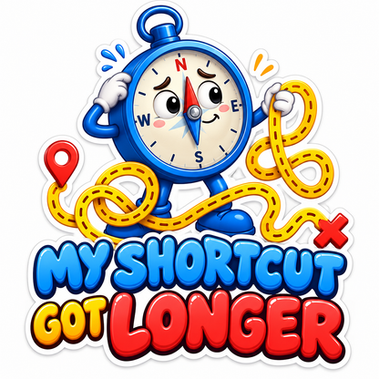 My Shortcut Got Longer Compass Mascot Vinyl Decal Stickers