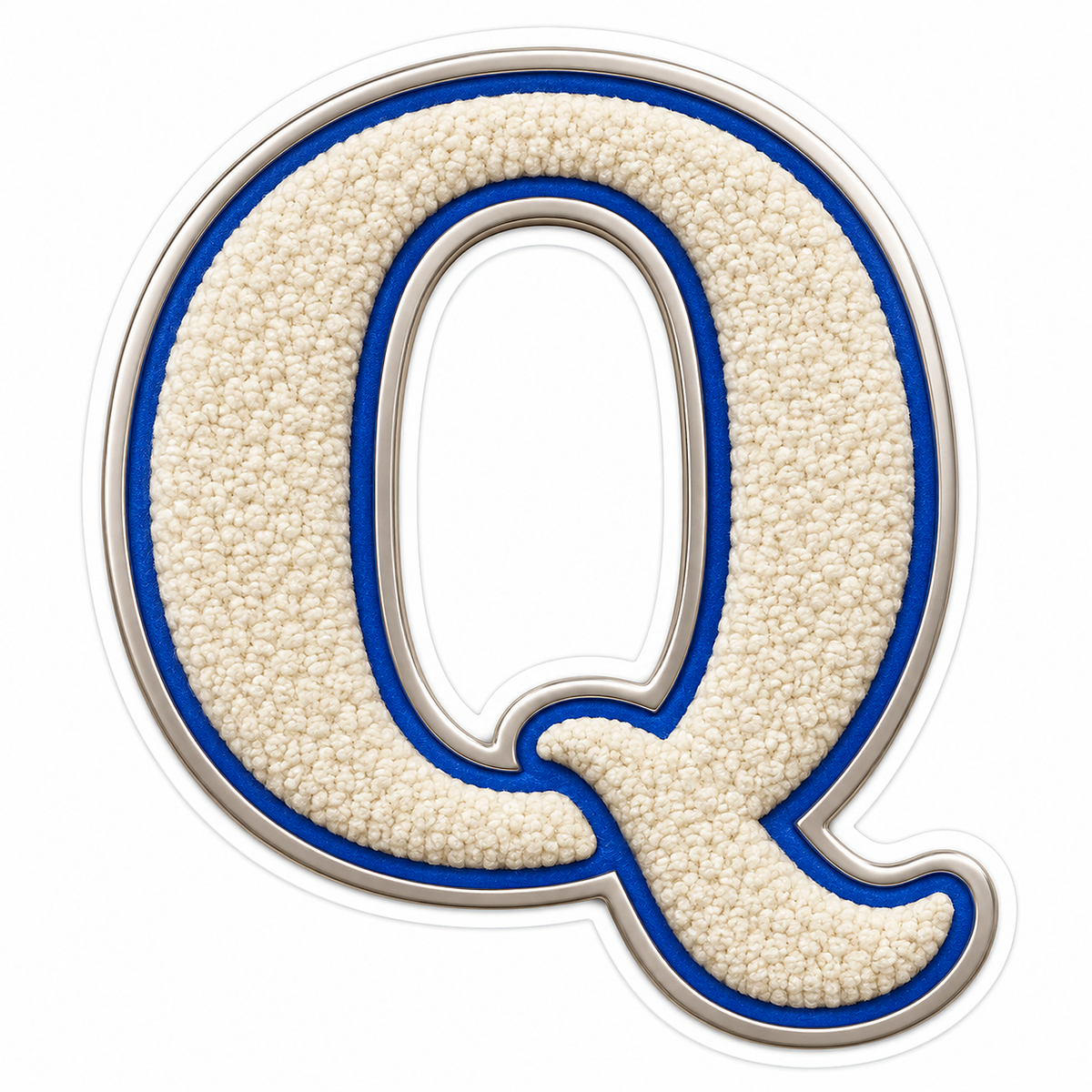 Cream Loop Texture Blue Trim Letter Q Vinyl Decal Stickers
