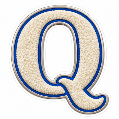 Cream Loop Texture Blue Trim Letter Q Vinyl Decal Stickers