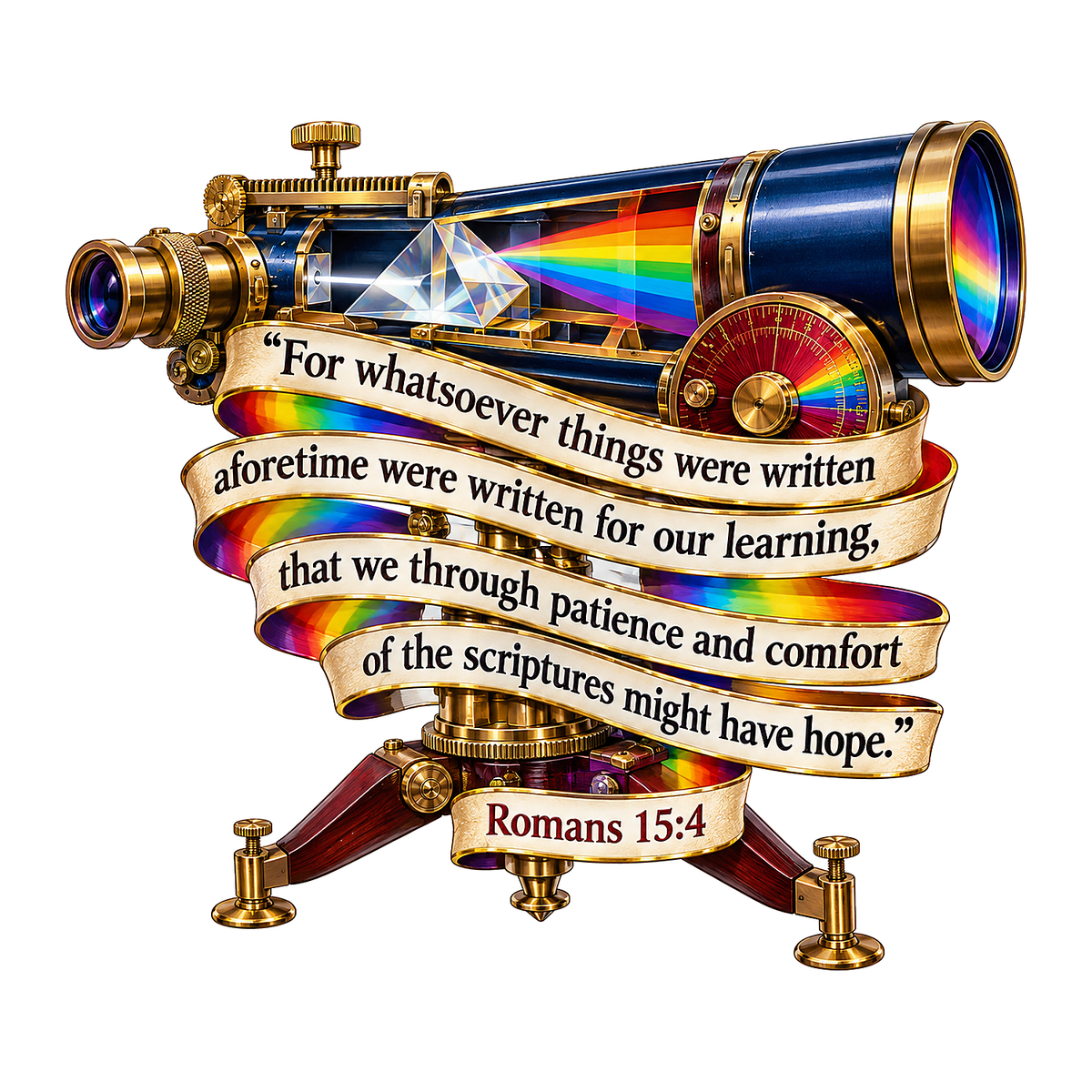 Navy Prism Telescope with Scripture Quote Vinyl Decal Stickers