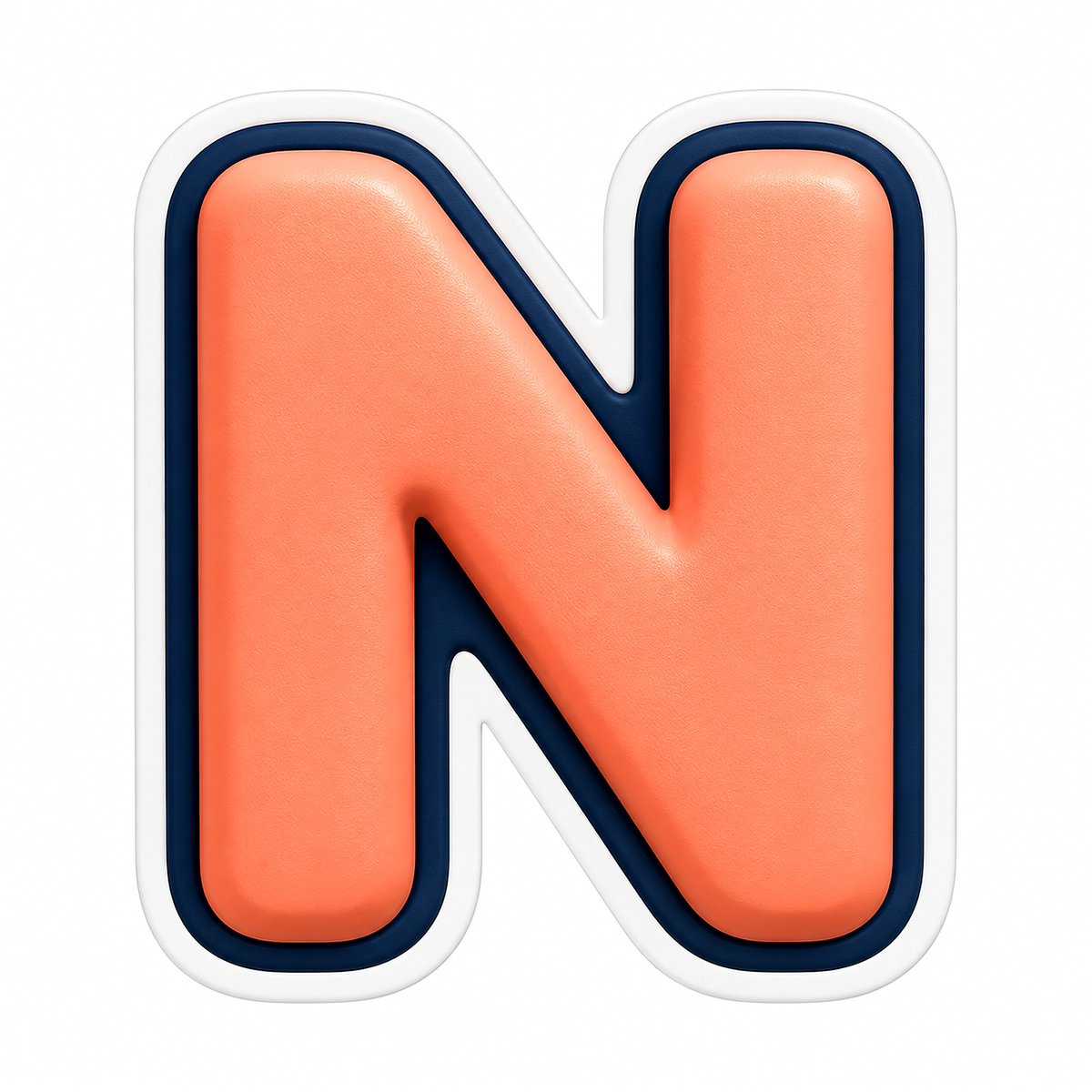 Peach Letter N with Navy Outline Art Vinyl Decal Stickers