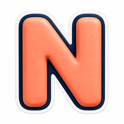 Peach Letter N with Navy Outline Art Vinyl Decal Stickers