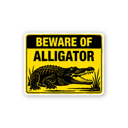Yellow Alligator Beware Illustration Panel Vinyl Decal Stickers